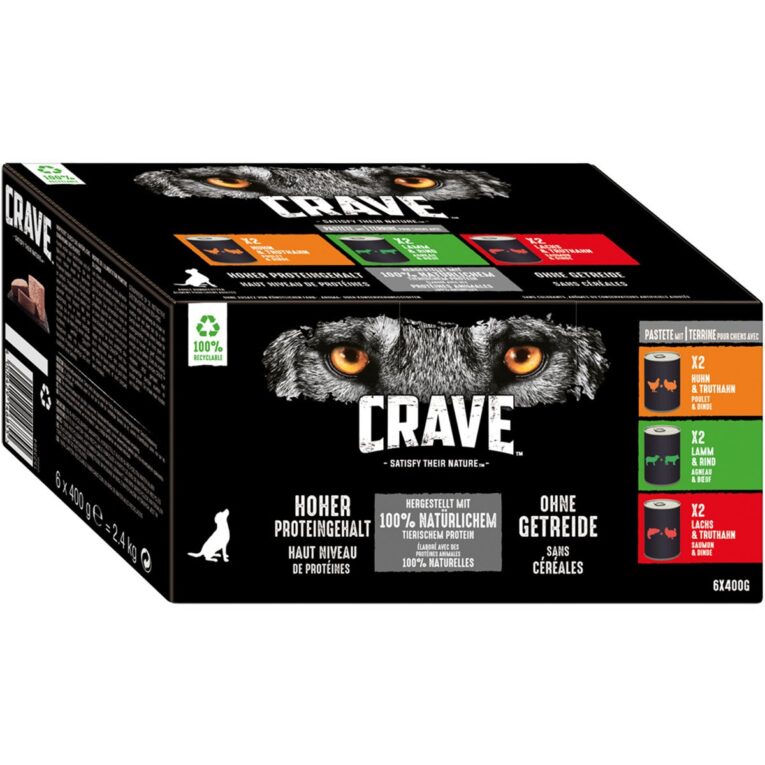 CRAVE Adult Nassfutter Pastete im Multipack enthält 3 leckere