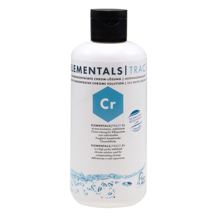 Fauna Marin ELEMENTALS TRACE Cr ist eine hochkonzentrierte Chromlösung für Meerwasseraquarien zum individuellen Ausgleich bestehender Chromdefizite.