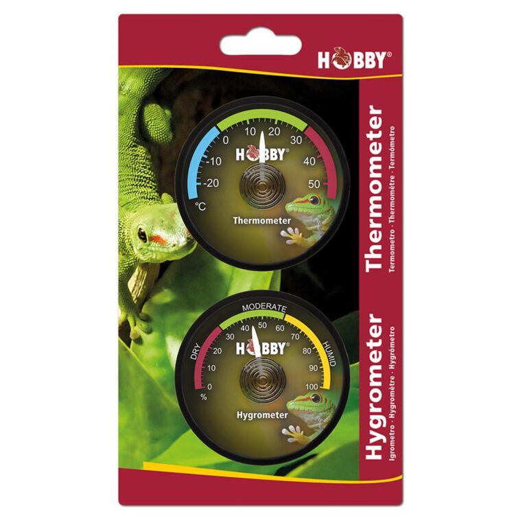 Hobby selbstklebendes Thermometer und Hygrometer für Terrarien.