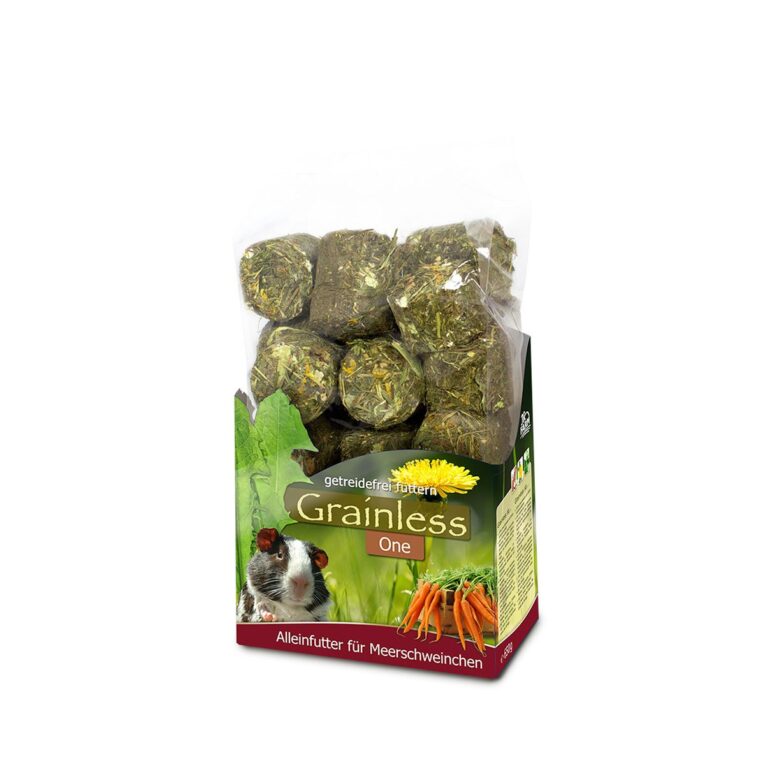 Das JR Farm Grainless One Meerschweinchen 950 g Alleinfuttermittel ist zu 100% ohne Getreide und Getreidenebenprodukte hergestellt.