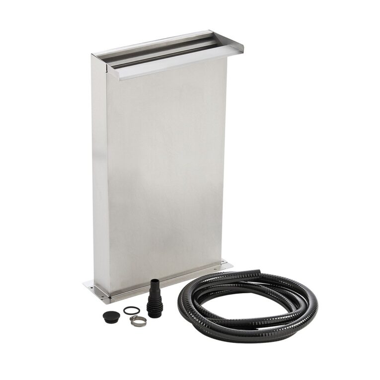 Moderner und edler Wasserfall im Edelstahl-Design in zwei verschiedenen Breiten.