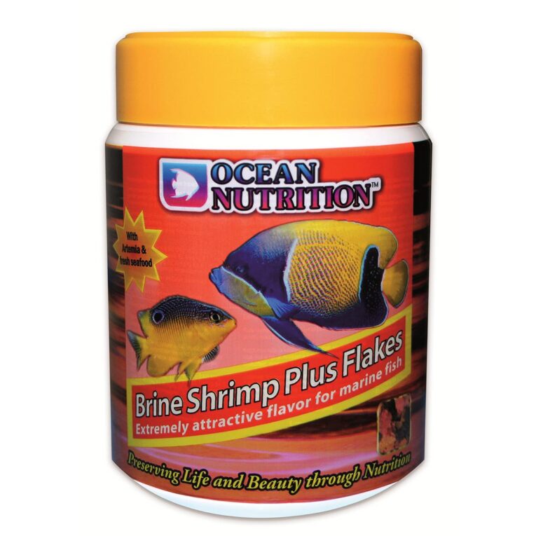 Ocean Nutrition Brine Shrimp Plus Futterflocken für Meeres- und tropische Rifffische.