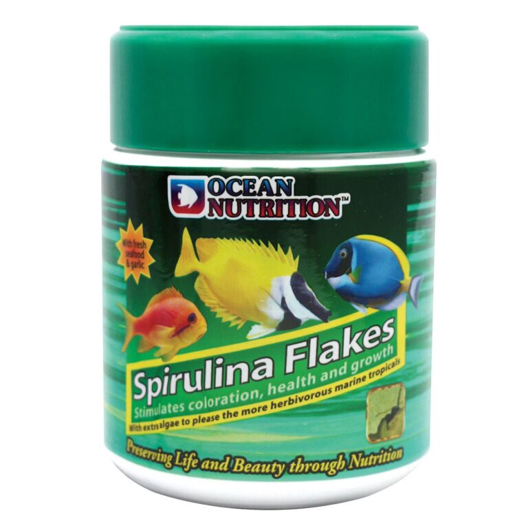 Ocean Nutrition Spirulina Futterflocken für Süß- und Meerwasserfische.