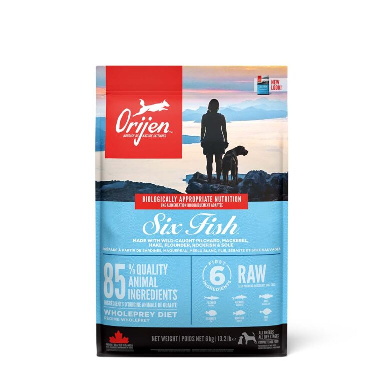 Orijen Adult 6 Fish Trockenfutter ernährt ausgewachsene Hunde so