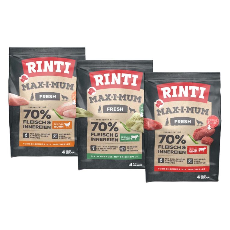 Dieses Mixpaket von Rinti besteht aus einer schmackhaften Kombination. Das Futter ist speziell auf die Bedürfnisse von ausgewachsenen Hunden angepasst.