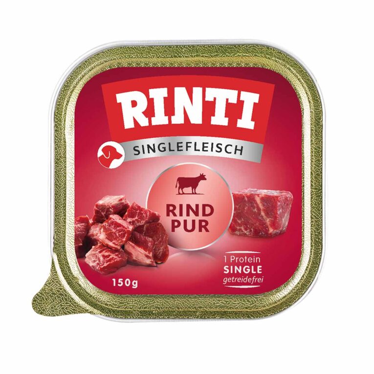 RINTI Singlefleisch - Pures Fleisch aus einer Proteinquelle. Hundefutter für eine proteinreiche Ernährung ohne Kohlenhydrate und Getreidezusätze.