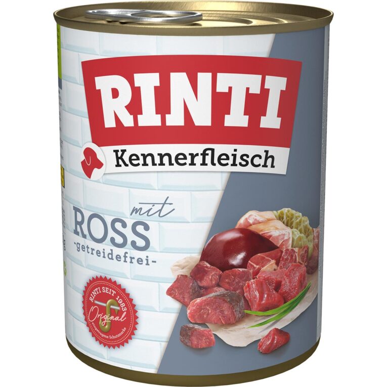 Ein beliebtes Nassfutter für jedes Hundealter. Rezeptur von Rinti - getreidefrei hergestellt und mit Pferd als Fleischanteil.