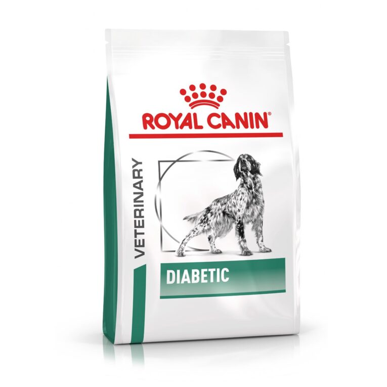 ROYAL CANIN® DIABETIC Trockennahrung ist ein Diät-Alleinfuttermittel für Hunde zur Regulierung der Glucoseversorgung (Diabetes mellitus). Niedriger Mono- und Disaccharidgehalt.