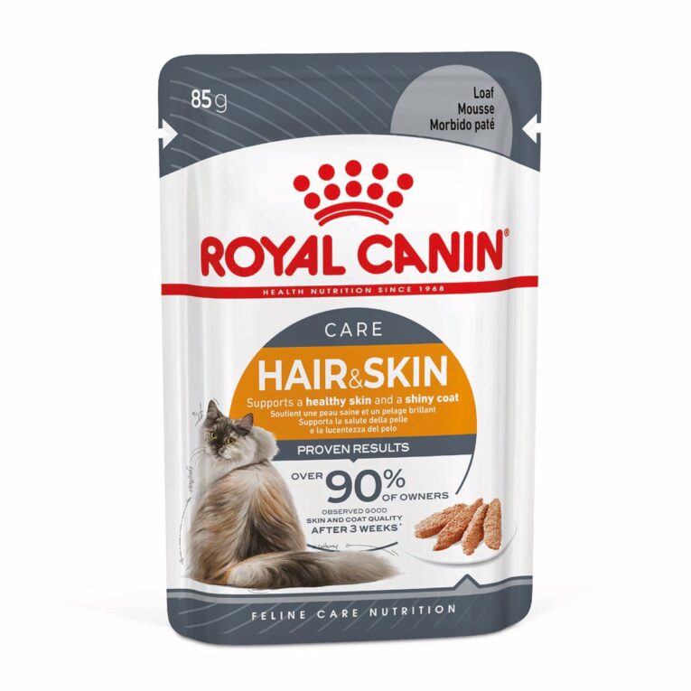 Royal Canin Hair & Skin Loaf wurde speziell für gesunde Katzenhaut und schönes Fell entwickelt.