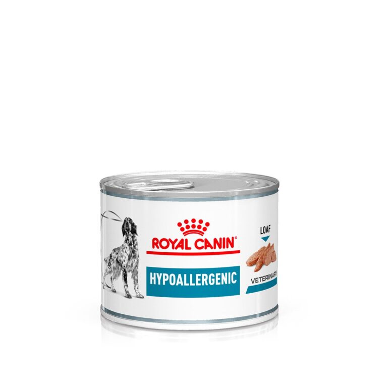 ROYAL CANIN HYPOALLERGENIC Mousse ist ein Diät-Alleinfuttermittel für Hunde zur Minderung von Ausgangserzeugnis- und Nährstoffintoleranzerscheinungen. Hydrolysierte Proteinquellen und ausgewählte Kohlenhydratquellen.