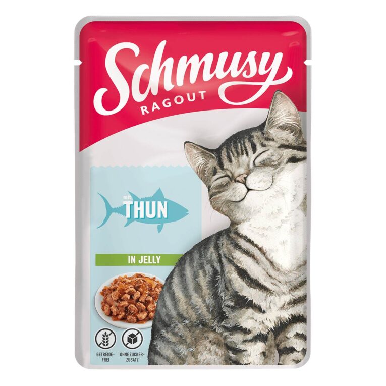 Katzen-Nassfutter von Schmusy ohne Getreidezusatz. Mit hochwertigem Thunfisch für kleine Feinschmecker. Das Futter ist speziell auf die Bedürfnisse von erwachsenen Katzen angepasst.