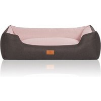 Knuffelwuff Hundebett Luke aus Velours mit feinem Handwebcharakter schwarz/ rosa XL