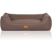 Knuffelwuff Hundebett Lotte aus Velours mit feinem Handwebcharakter braun/ grau XL