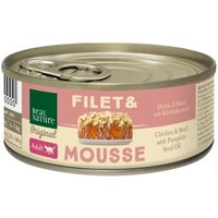 REAL NATURE Filet & Mousse Adult Huhn und Rind mit Kürbiskernöl 24x85 g