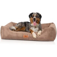 Knuffelwuff Hundebett aus Cord mit Handwebcharakter Olivia braun XXL