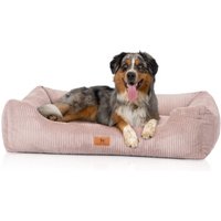 Knuffelwuff Hundebett aus Cord mit Handwebcharakter Olivia rosa XXL