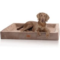 Knuffelwuff orthopädisches Hundebett aus Cord mit Handwebcharakter Santiago braun XL