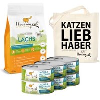 I love my cat ILMC set mit Lachs und Truthahn - Trockenfutter und Nassfutter + Jutebeutel
