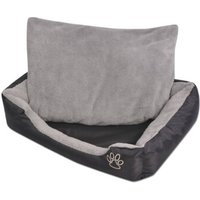 VidaXL Hundebett mit gepolstertem Kissen Schwarz/Grau 80 cm