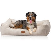 Knuffelwuff Hundebett aus Cord mit Handwebcharakter Olivia beige XXL