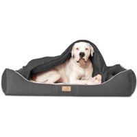 Tierlando ® RUDOLPH - Orthopädisches Hundebett inkl. Schonbezug mit Hundedecke schwarz/ graphit 1