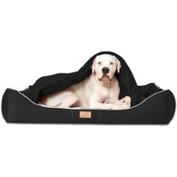 Tierlando ® RUDOLPH - Orthopädisches Hundebett inkl. Schonbezug mit Hundedecke schwarz 1