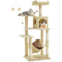 FEANDREA L Kratzbaum mit Hängematte und 1 Höhle 143 cm beige