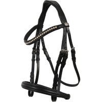 Hans Melzer Horse Equipment Hans Melzer Trense Valluhn schwarz/silber englisches Reithalfter ohne Sperrriemen WB (Warmblut)
