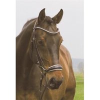 Hans Melzer Horse Equipment Hans Melzer Trense Valluhn schwarz/silber hannoversches Reithalfter weiß unterlegt LACK Pony