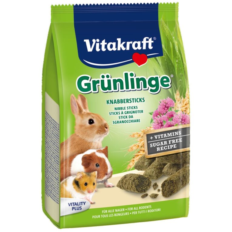 Die Grünlinge für alle Nager von Vitakraft enthalten gesunde Luzerne
