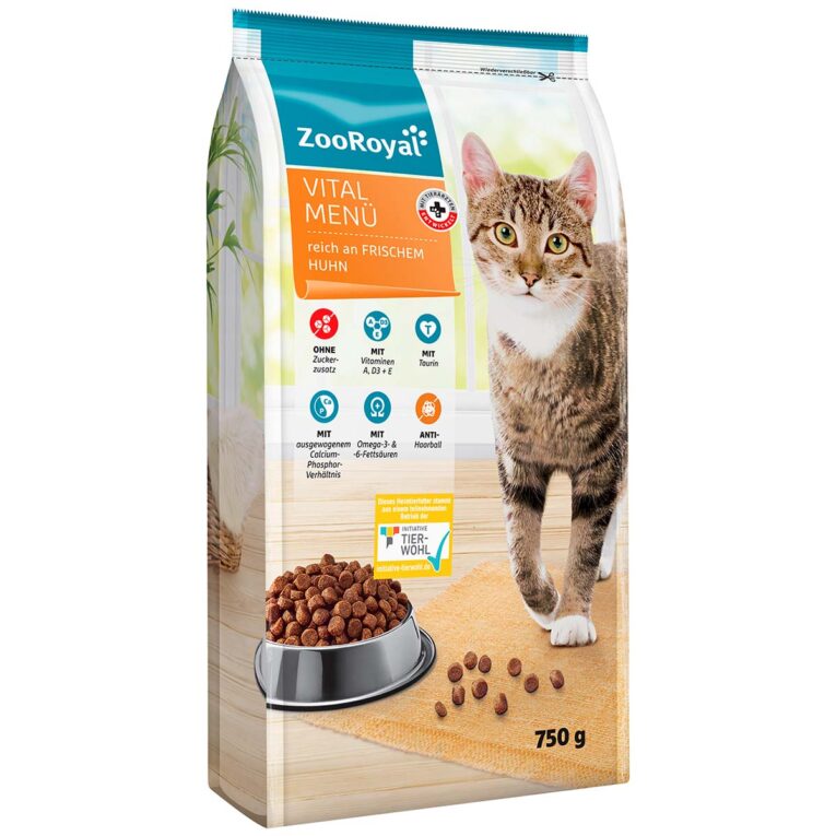 Leckeres Katzen-Trockenfutter von ZooRoyal reich an frischem Huhn.