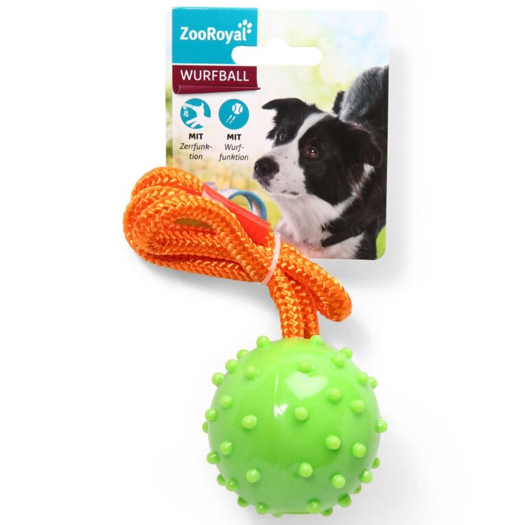 Der ZooRoyal Wurfball am Seil sorgt für mehr Spaß beim Fangen und Apportieren. Durch das Wurfseil kannst du den Ball extra weit werfen und die Hände bleiben trotzdem sauber. Das perfekte Spielzeug zum Apportieren und Zerren.