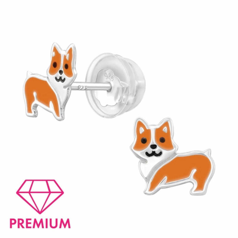Bezaubernde Corgi-Hund Ohrstecker f?r Kinder aus 925 Sterling Silber mit Epoxy IN UNSEREM Hundeshop günstig kaufen
