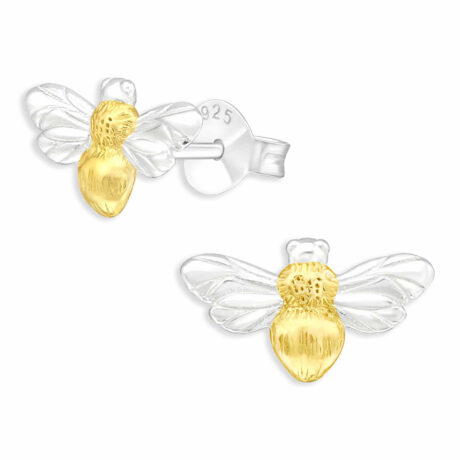 Bienen Ohrringe aus 925 Silber Gold plattiert