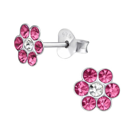 Blume Kinder Ohrringe mit Kristallen 925 Silber