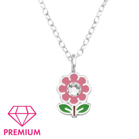 Blumen Kinder Premium Halskette 925 Silber