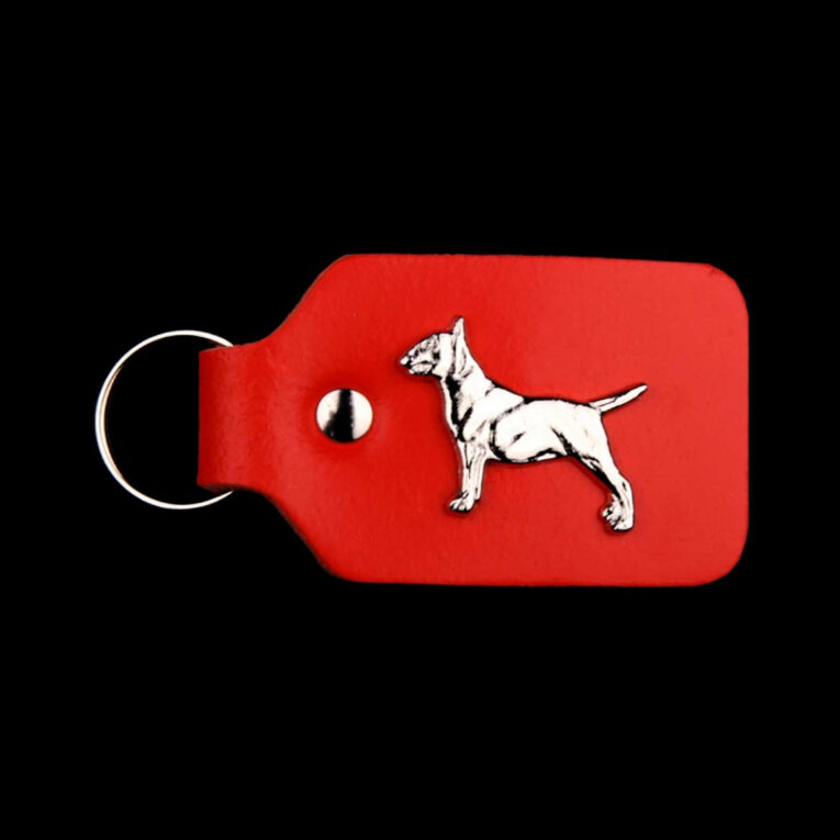 Bullterrier Schl?sselanh?nger aus Leder in rot IN UNSEREM Hundeshop günstig kaufen