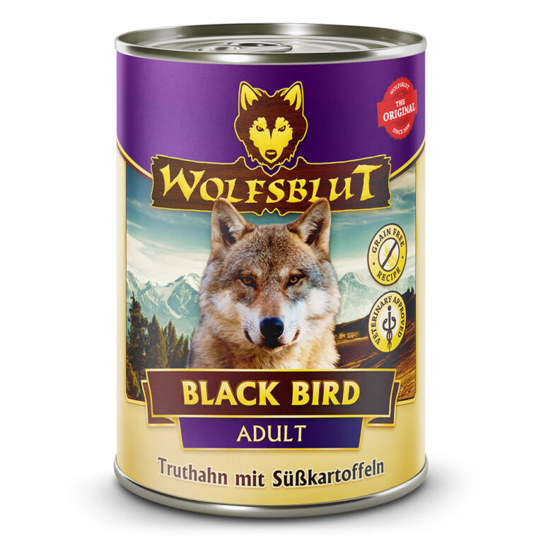 Black Bird Nassfutter Truthahn mit Süßkartoffeln Die Rezeptur von BLACK BIRD Nassfutter verbindet die Nahrung des Wolfs mit den neuesten wissenschaftlichen Erkenntnissen über richtige Hundeernährung. Auf einen Blick: Hundeernährung nach dem Vorbild des Wolfes Rezeptur mit natürlichen Inhaltsstoffen Frischer und gut bekömmlicher Truthahn als Hauptbestandteil Truthahn ist eiweißreich
