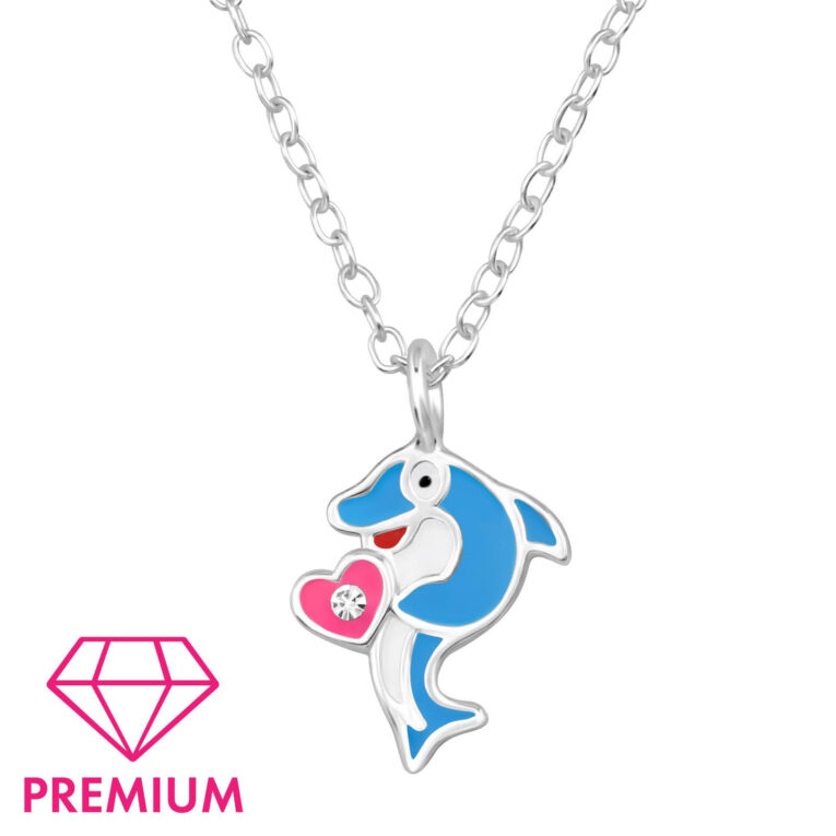 Delfin-Herz Kinder Premium Halskette 925 Silber IN UNSEREM Hundeshop günstig kaufen