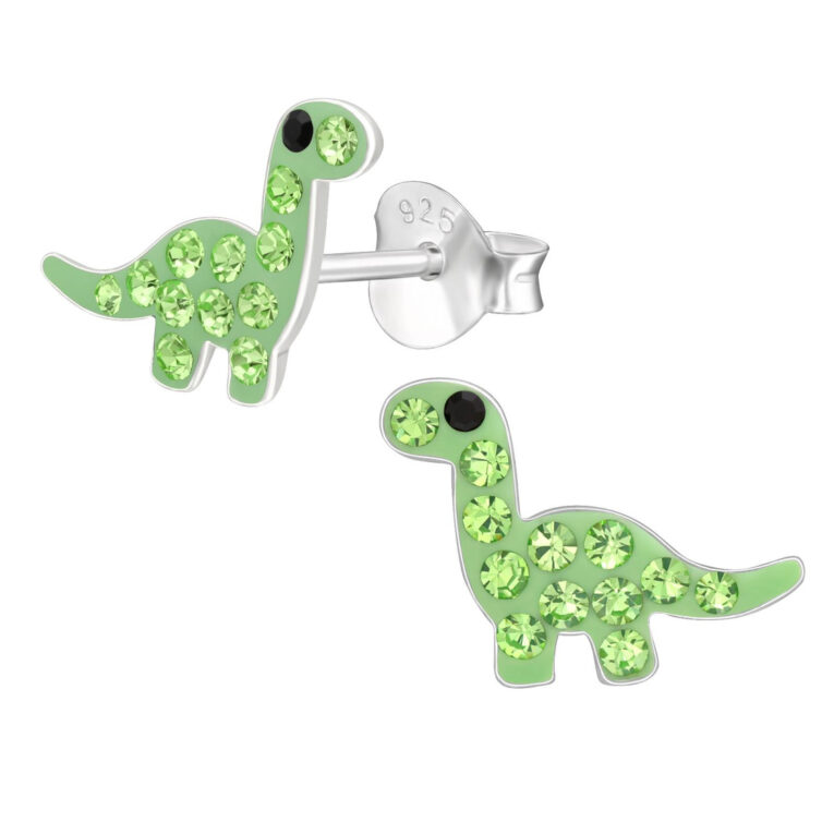 Dinosaurier Kinder Ohrringe mit Kristallen 925 Silber IN UNSEREM Hundeshop günstig kaufen