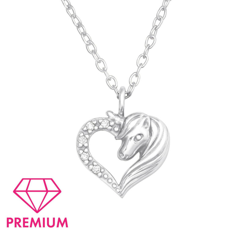 Einhorn-Herz Kinder Premium Halskette 925 Silber IN UNSEREM Hundeshop günstig kaufen