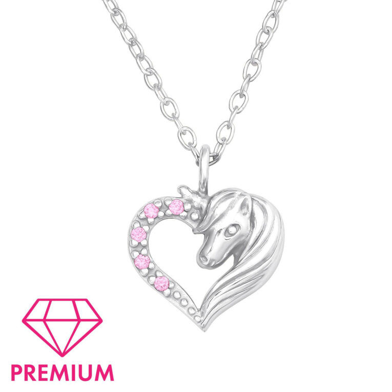 Einhorn-Herz Kinder Premium Halskette 925 Silber IN UNSEREM Hundeshop günstig kaufen