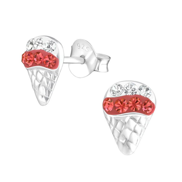 Eiscreme Kinder Ohrringe mit Kristallen 925 Silber IN UNSEREM Hundeshop günstig kaufen