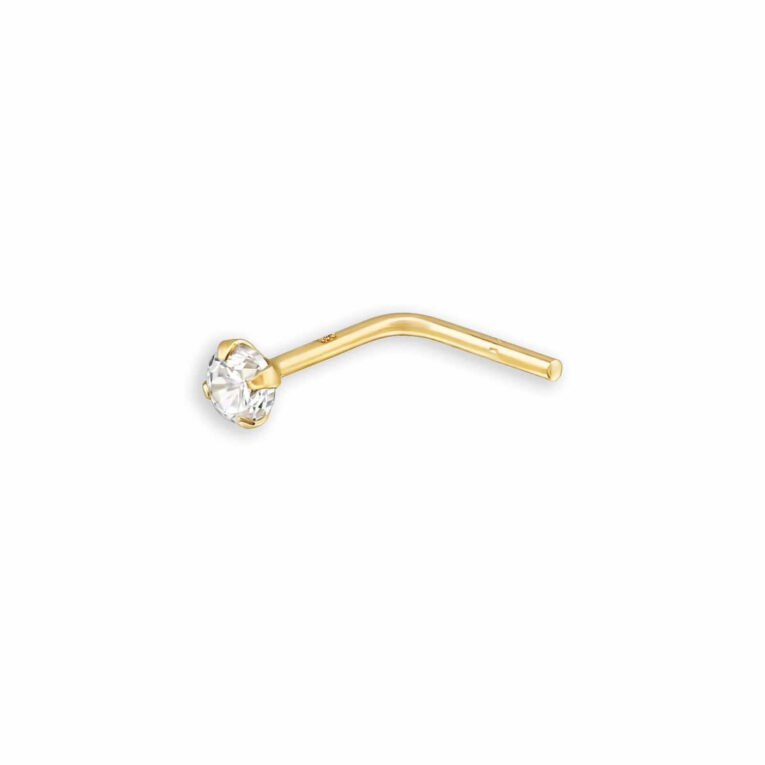 Eleganter 14K Gold Nasenstecker mit 2mm Zirkonia | Hochwertiger Nasenschmuck f?r Damen IN UNSEREM Hundeshop günstig kaufen