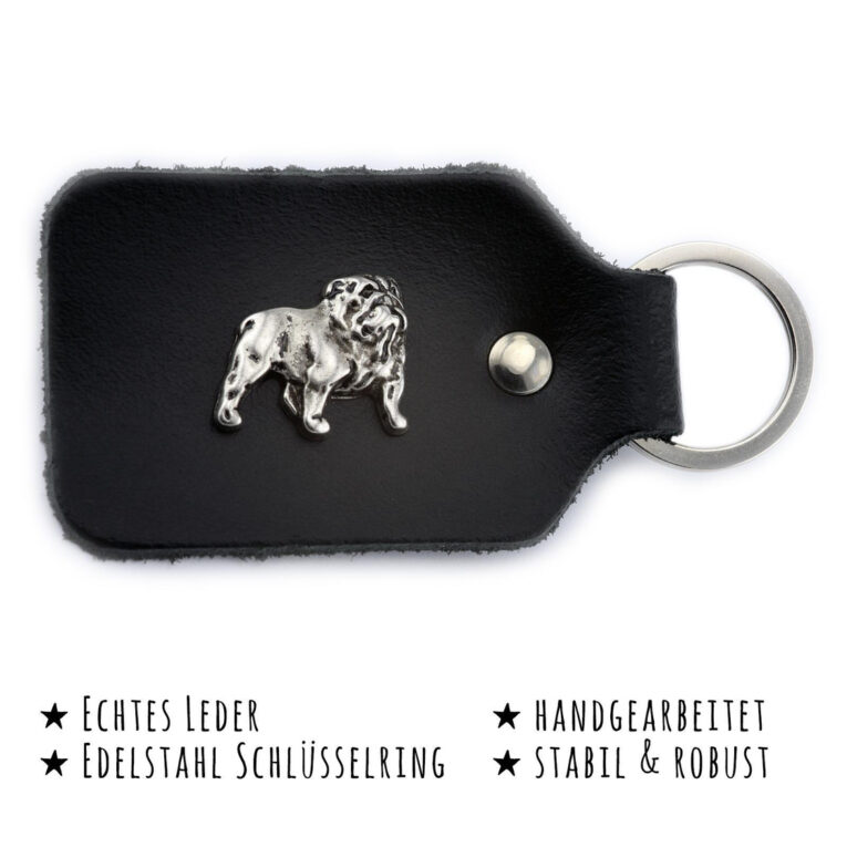 Englische Bulldogge Schl?sselanh?nger aus Leder IN UNSEREM Hundeshop günstig kaufen