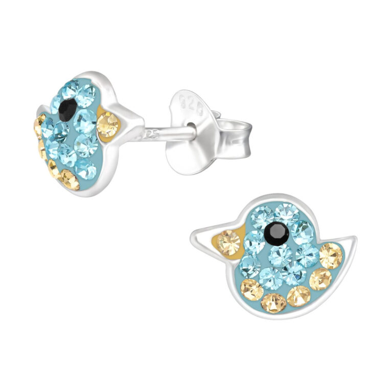 Ente Kinder Ohrringe mit Kristallen 925 Silber IN UNSEREM Hundeshop günstig kaufen