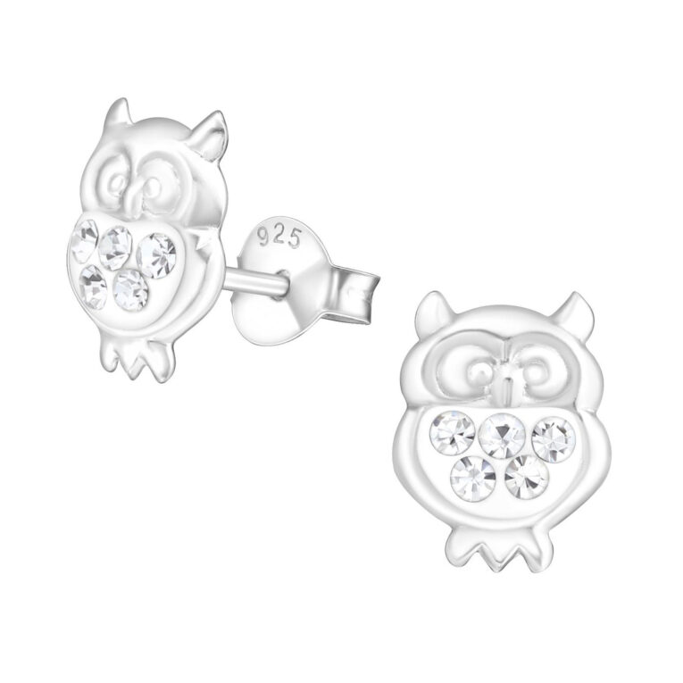 Eule Kinder Ohrringe mit Kristallen 925 Silber IN UNSEREM Hundeshop günstig kaufen