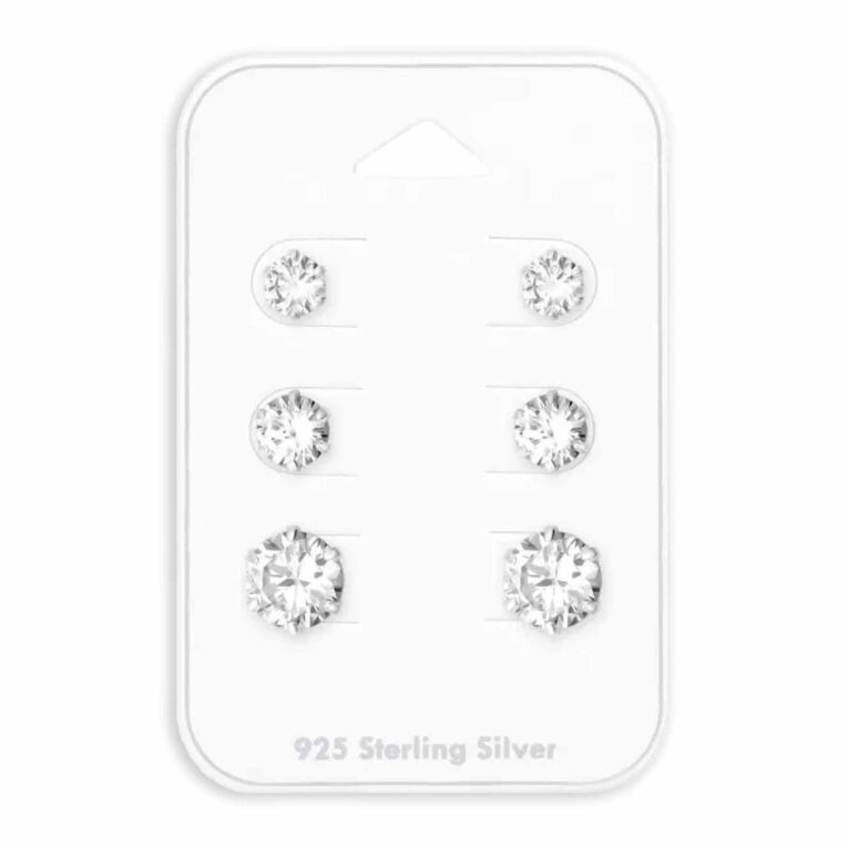 Exquisites Ohrring-Set aus 925er Sterling Silber mit Zirkonia ? Drei Gr??en IN UNSEREM Hundeshop günstig kaufen