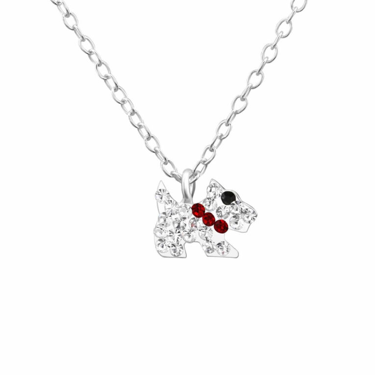Feine Kinder-Halskette mit Hund und Kristall | 925 Sterling Silber IN UNSEREM Hundeshop günstig kaufen