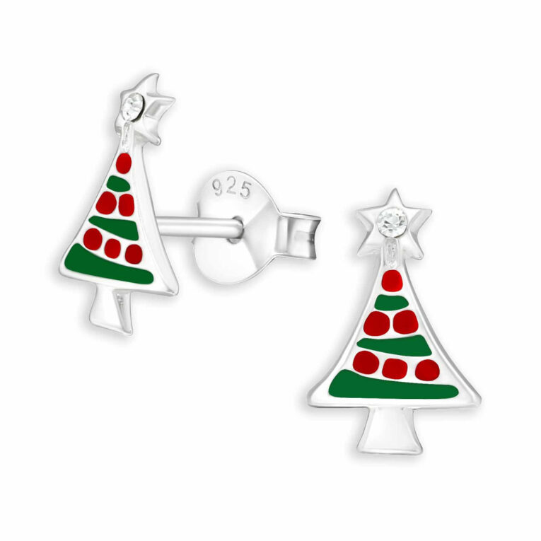 Festliche Weihnachtsbaum Ohrringe f?r Kinder aus 925 Sterling Silber mit Kristall IN UNSEREM Hundeshop günstig kaufen